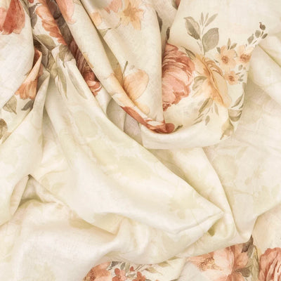 Taupe Handloom Linen Saree With Printed Floral Motifs