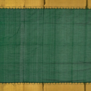 Dark Green Handloom Silk Cotton Saree With Annam Buttas