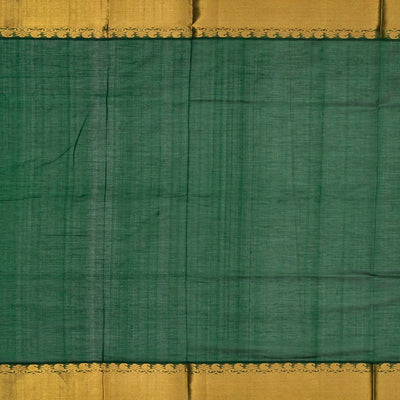 Dark Green Handloom Silk Cotton Saree With Annam Buttas