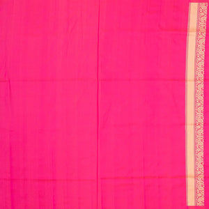 Pink Handwoven Banarasi Silk Saree With Diagonal Floral Motifs
