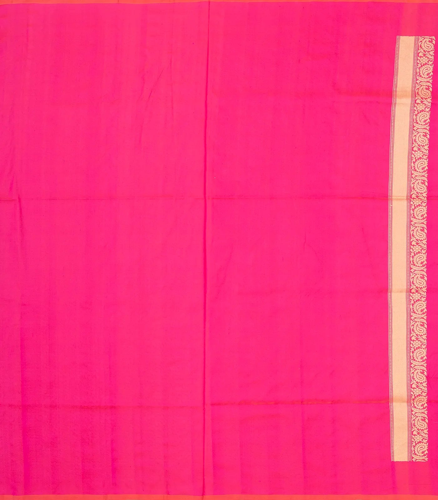 Pink Handwoven Banarasi Silk Saree With Diagonal Floral Motifs