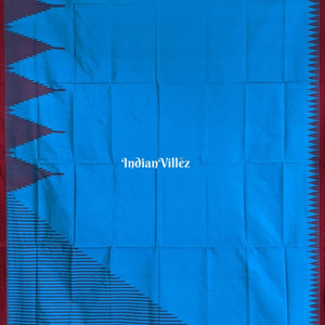 Sky Blue with Shoulder Design Sambalpuri Ikat Silk Saree