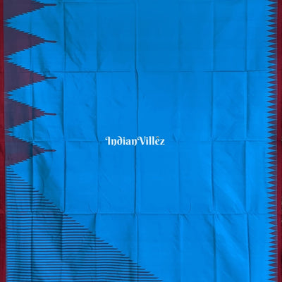 Sky Blue with Shoulder Design Sambalpuri Ikat Silk Saree