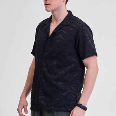 Black Geometric Box Fit Shirt