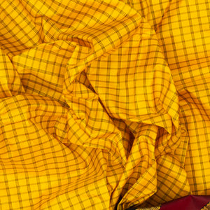Yellow Handloom Kanchipuram Korvai Silk Saree And Checks