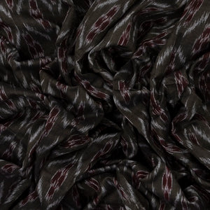 Black Orissa Cotton Saree With Tie & Dye Motifs & Contrast Crimson Border