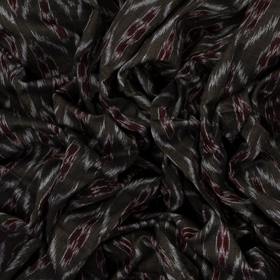 Black Orissa Cotton Saree With Tie & Dye Motifs & Contrast Crimson Border