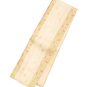 Cream Handloom Kanchipuram Silk Saree With Ikat Floral Buttas