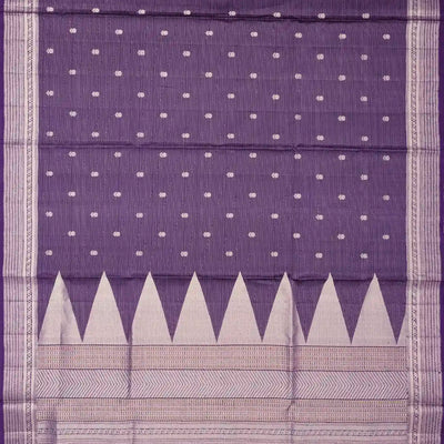 Violet Handloom Soft Silk Saree With Zari Stripes & Floral Buttas