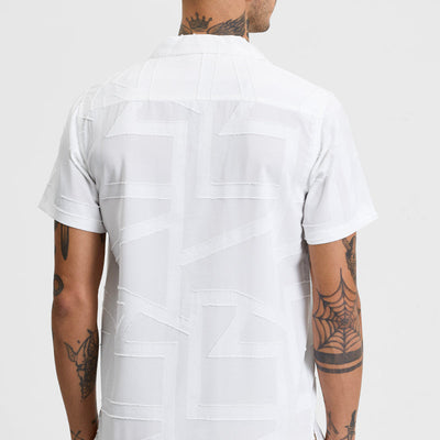 White Geometric Box Fit Shirt