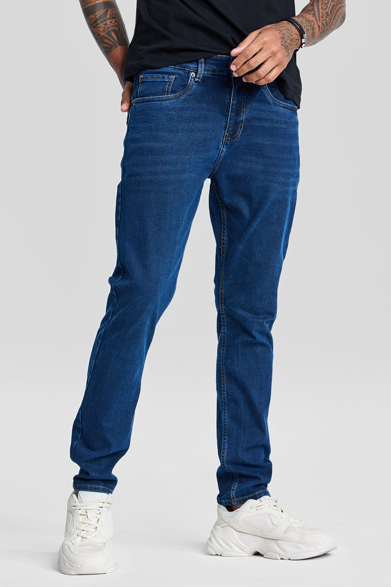 Navy Tapered Fit Jeans