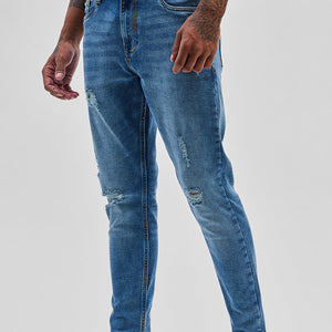 Blue Distressed Skinny Fit Jeans
