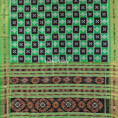 Black Green Odisha Ikat Pasapali Khandua Silk Saree