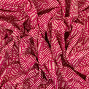 Pink Woven Jaipur Cotton Saree With Printed Stripes & Dot Motifs