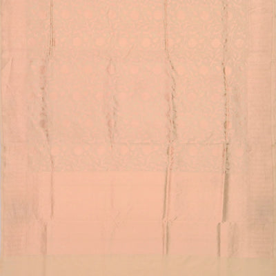 Beige Handloom Banarasi Silk Saree With Floral Motifs