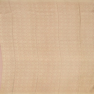 Light Peach Georgette Silk Saree Printed With Floral Motifs & Zari Border