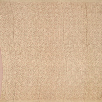 Light Peach Georgette Silk Saree Printed With Floral Motifs & Zari Border