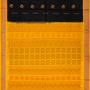 Black Handloom Orissa Cotton Saree With Tie & Dye Pallu