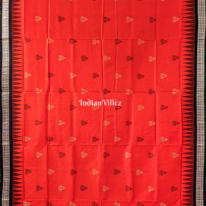 Orange Tribal Doli Sawari Theme Sambalpuri Bomkai Silk Saree