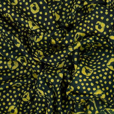 Bottle Green Chanderi Cotton Saree Printed With Dotted Motifs