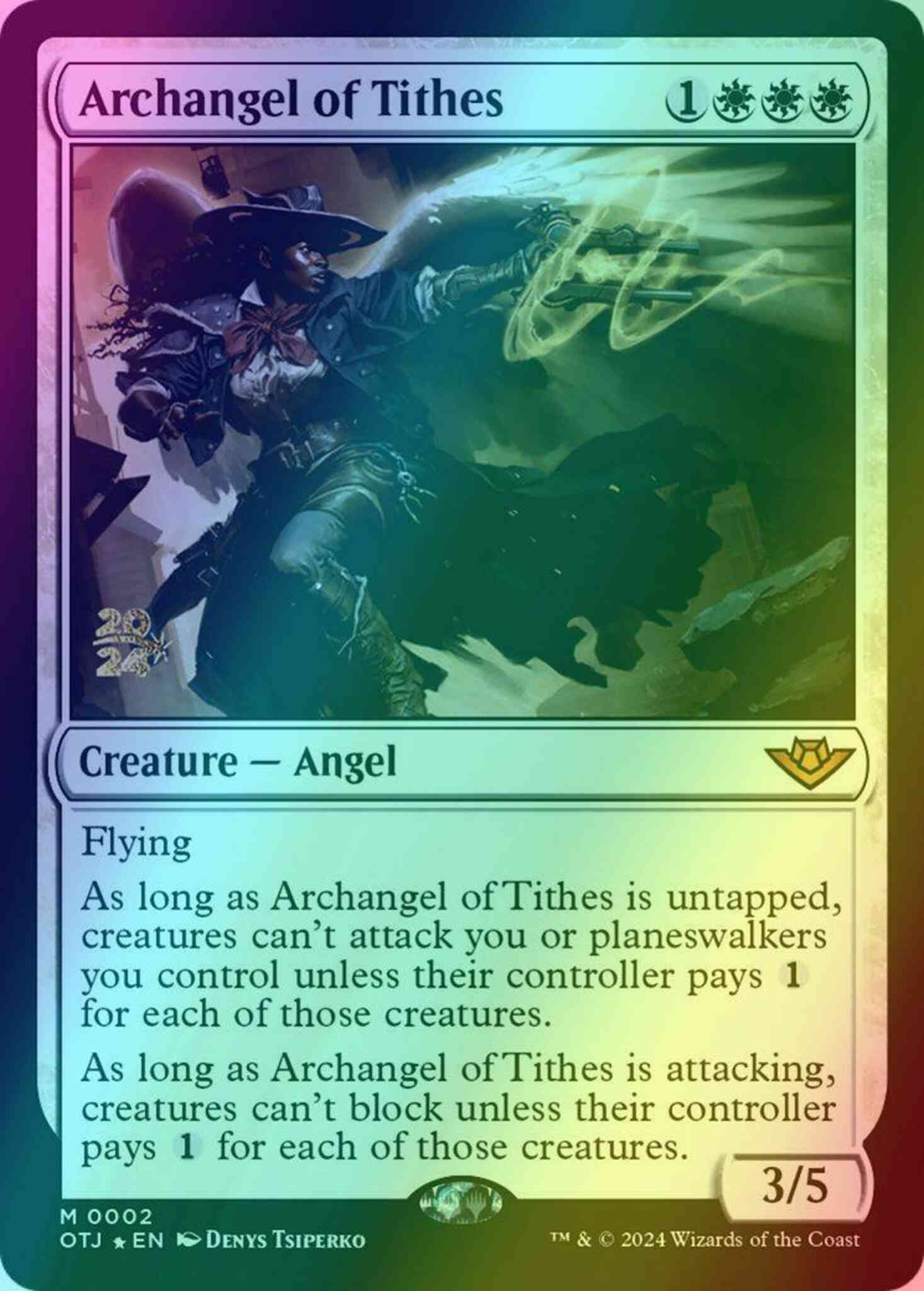 Archangel of Tithes [2s] [Prerelease] [Outlaws of Thunder Junction: Promos] [Foil]