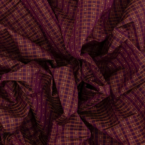 Magenta Handloom Kanchi Cotton Saree With Checks & Diamond Motifs