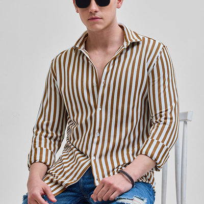 Brown Stripes Slim Fit Shirt
