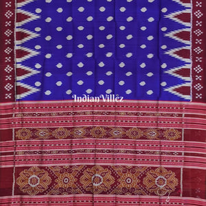 Contemporary Blue Pasapali Border Odisha Ikat Silk Saree