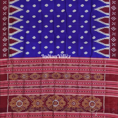 Contemporary Blue Pasapali Border Odisha Ikat Silk Saree
