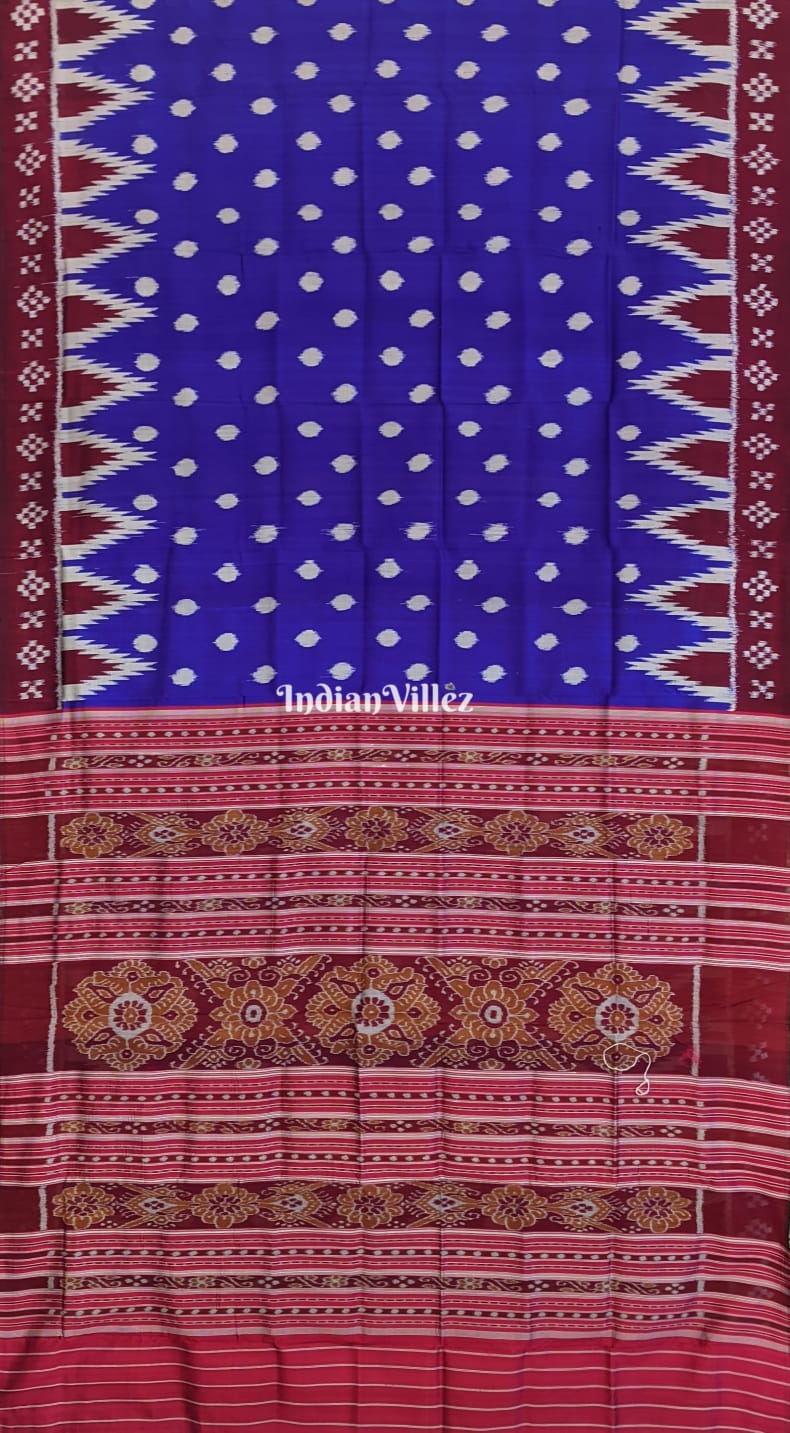 Contemporary Blue Pasapali Border Odisha Ikat Silk Saree