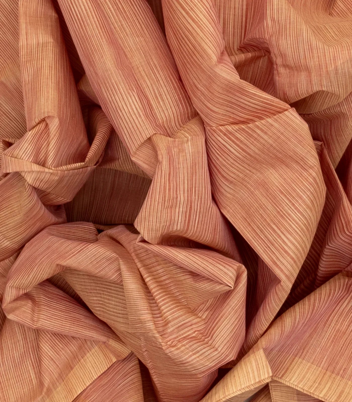 Dusty Pink Handloom Rasipuram Cotton Saree With Stripes