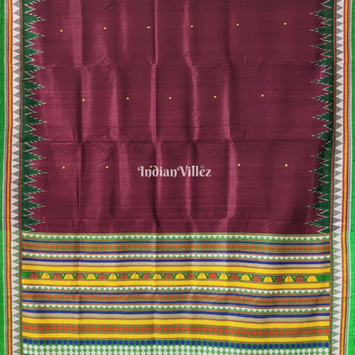 Wine Color Dongria Border Contemporary Silk Saree