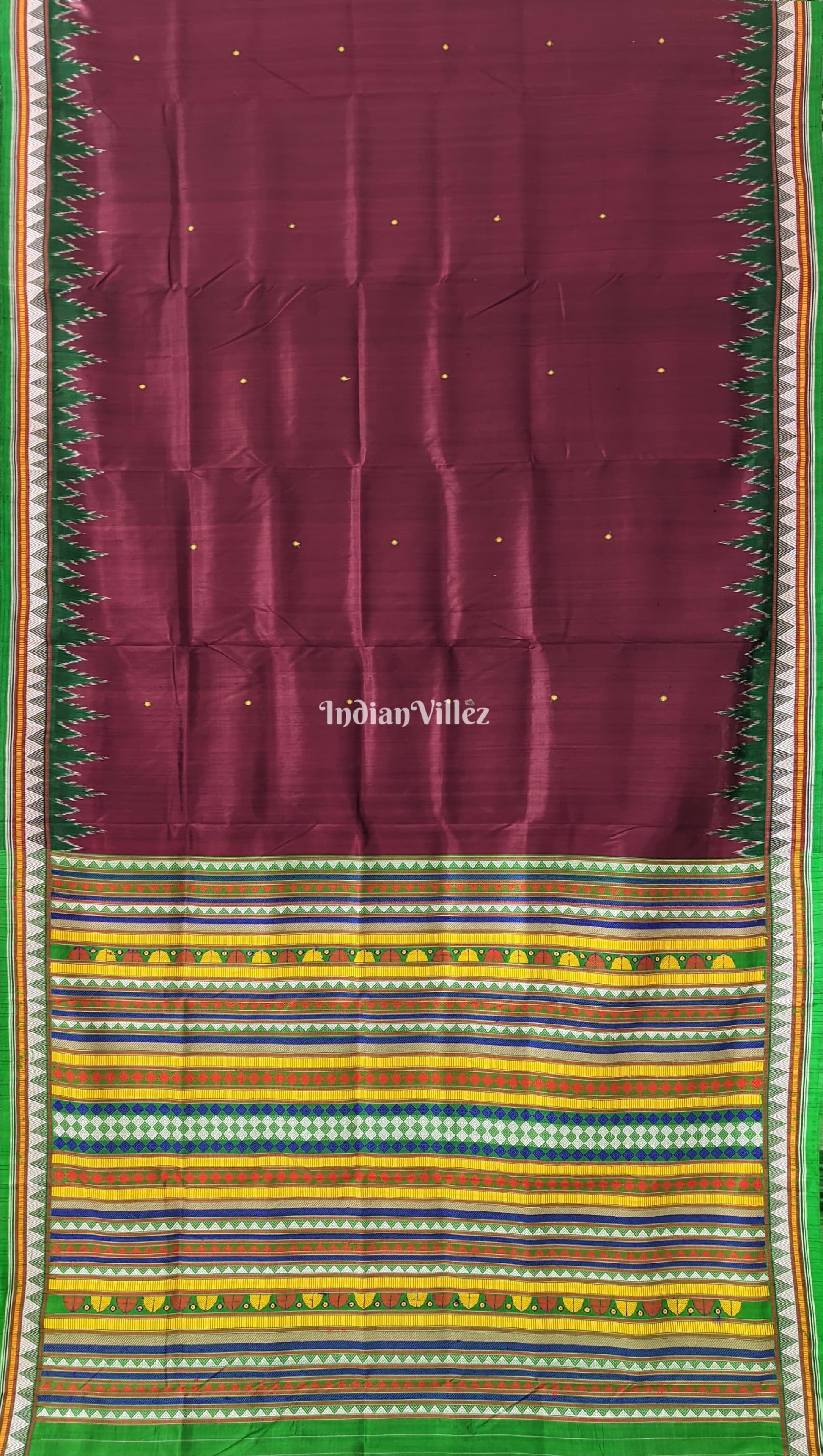 Wine Color Dongria Border Contemporary Silk Saree
