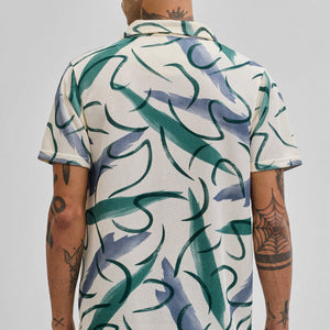Cream Abstract Box Fit Shirt