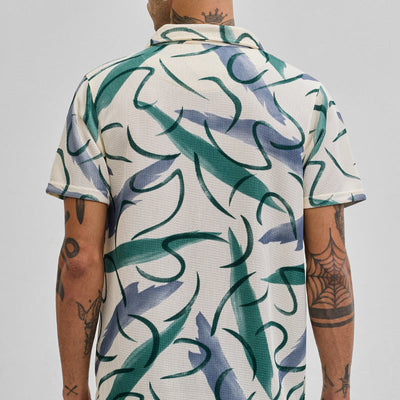 Cream Abstract Box Fit Shirt