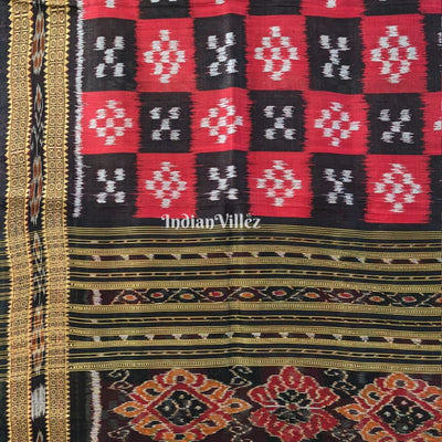 Black Red Body Pasapali Odisha Ikat Khandua Silk Saree