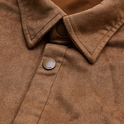 Light Brown Suede Snap Button Overshirt