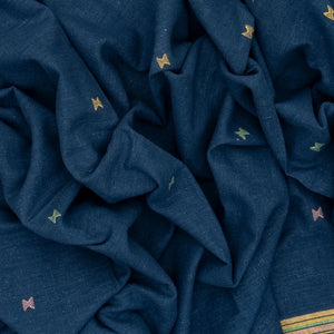 Indigo Handloom Bhujodi Cotton Saree With Buttas