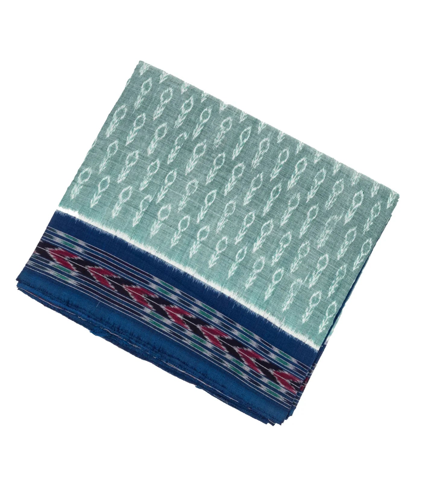 Shadow Green Orissa Cotton Saree With Tie & Dye Motifs