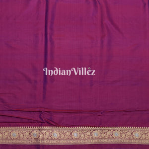 Purple Designer Banarasi Katan Silk Saree with Golden & Silver Work