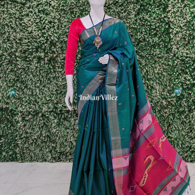Rama Green Handloom Soft Silk Saree