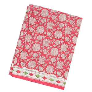 Peach Woven Jaipur Cotton Saree With Printed Floral Motifs