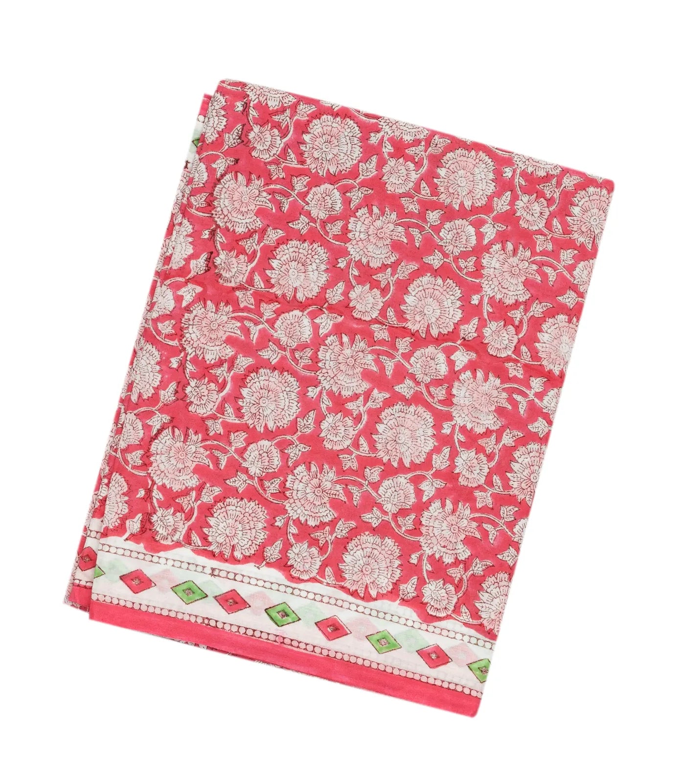 Peach Woven Jaipur Cotton Saree With Printed Floral Motifs