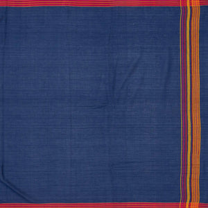 Dark Blue Handloom Bhujodi Cotton Saree With Diamond Buttas