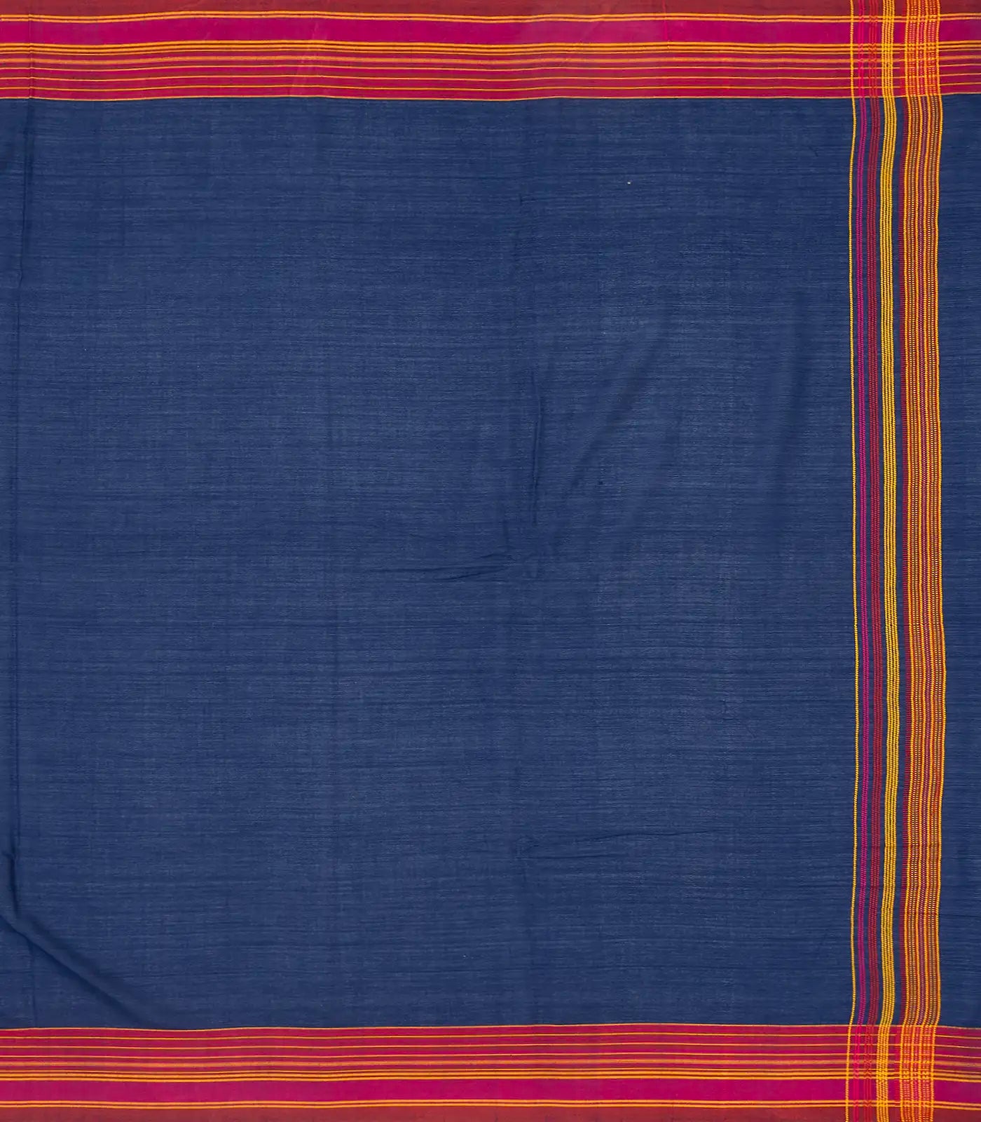 Dark Blue Handloom Bhujodi Cotton Saree With Diamond Buttas