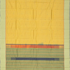 Sandal Handloom Kanchi Cotton Saree With Coin Buttas