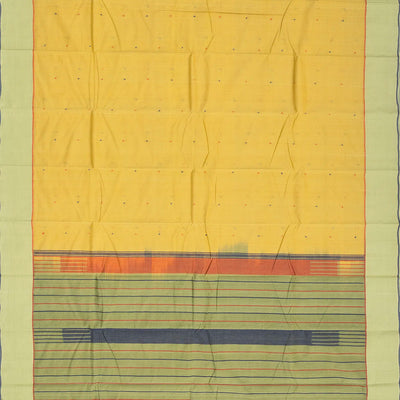 Sandal Handloom Kanchi Cotton Saree With Coin Buttas