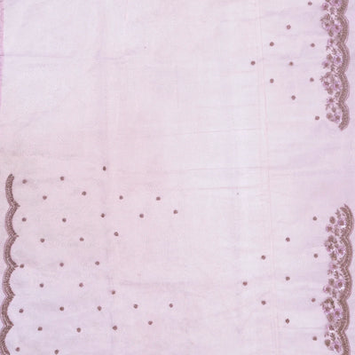 Lavender Woven Banarasi Glass Tissue Saree Embroidered With Floral Motifs