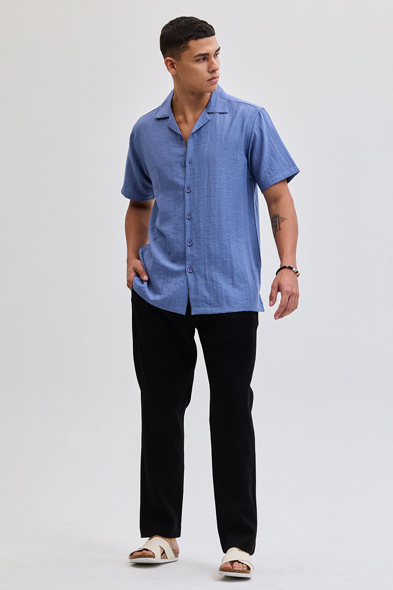 Blue Box Fit Linen Blend Shirt