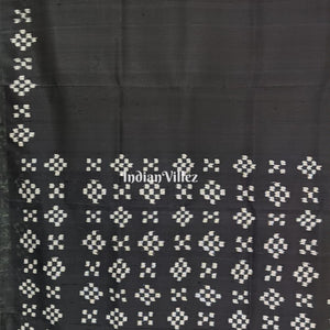 Black Odisha Ikat Pasapali Contemporary Silk Saree